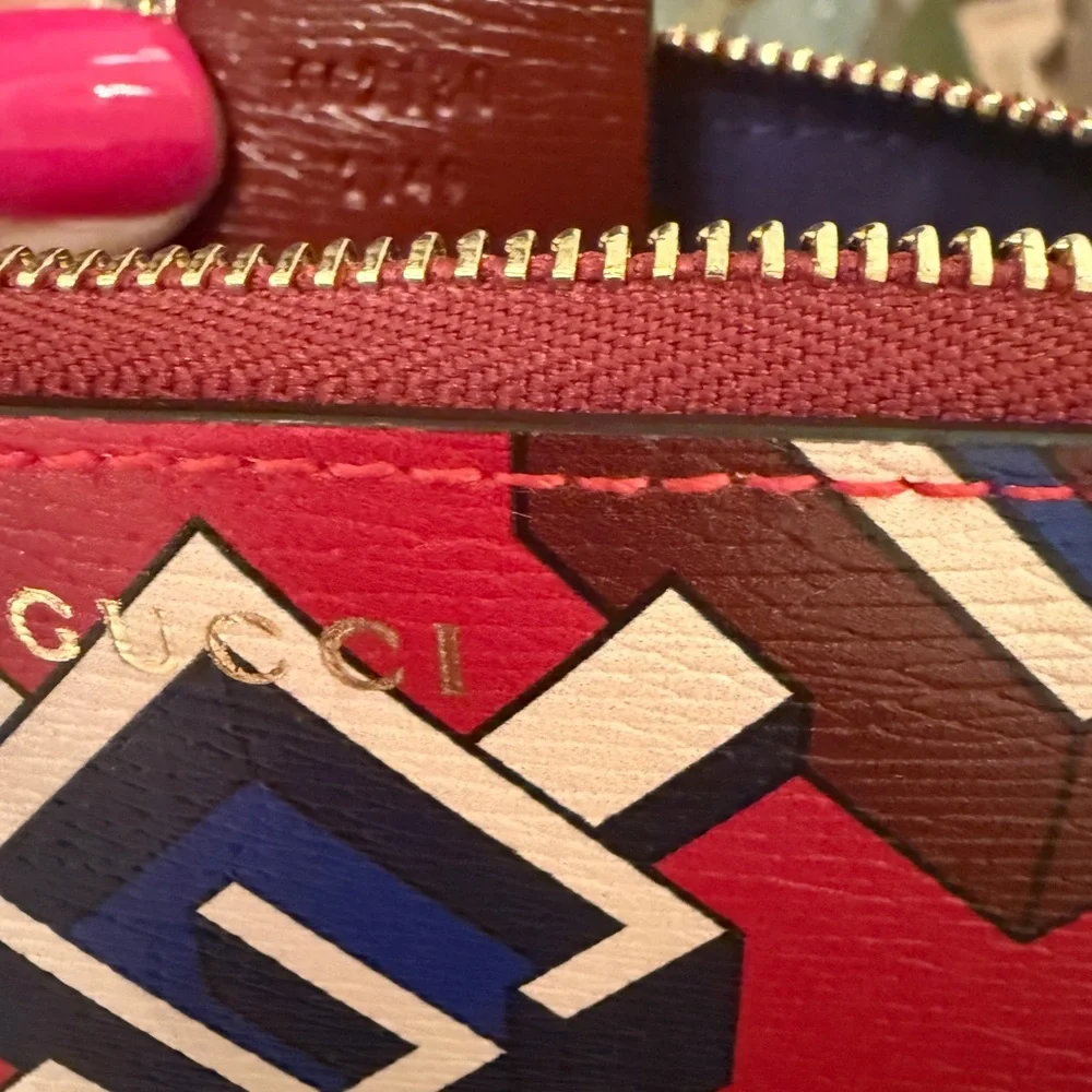 Gucci Red and Blue Geometric Pouch